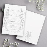 Convite Cinzas de Casamento de Wreath Silhouette Silhouett<br><div class="desc">Este convite elegante apresenta flores silvestres como uma coroa e iniciais no verso. Para uma personalização mais avançada deste design,  clique no BOTÃO FERRAMENTA DESIGN AZUL acima! Itens correspondentes também estão disponíveis.</div>