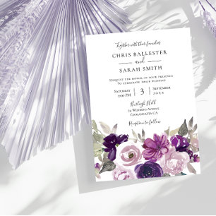 Convite Cinzas de inverno: Casamento Floral de Lavanda Rox