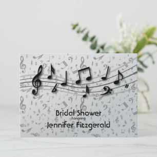 Convite Cinzas de prata e Chá de panela de notas de músi