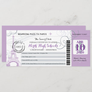 Convite Cinzas de prata e noite roxa no Baile de formatura