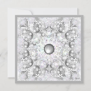 Convite Cinzas de rendas cerâmicas e flocos de neve