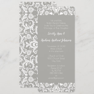 Convite Cinzas e Casamento tema damasco Floral de rendas b