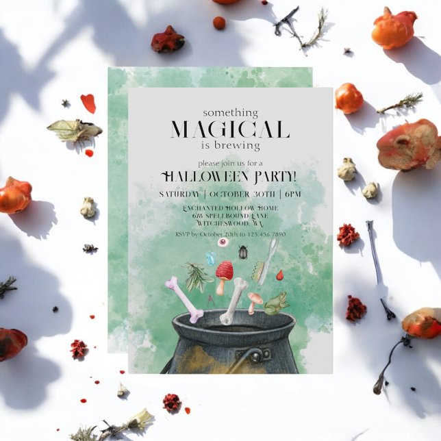 Convite Cinzas e Feitiços Bruxas Cauldron Halloween (Criador carregado)