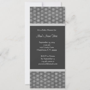 Convite Cinzas e Silver Damask Baby Shower