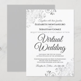 Convite Cinzas Elegantes de Silver Frils e Casamento Virtu