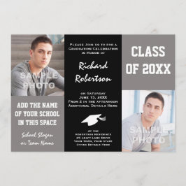 Convite Cinzas Elegantes e Formatação do Jovem Negro