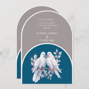 Convite Cinzas leves e anéis e arcos azuis oceânicos