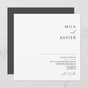 Convite Cinzas profundas e brancas   Casamento mínimo mode