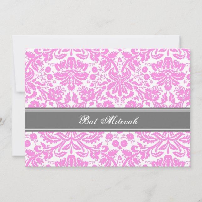 Convite Cinzas rosa - Chamadas de Bat Mitzvah (Frente)
