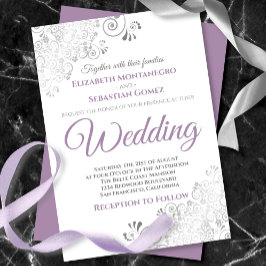 Convite Cinzas Roxas Simples e Casamento Branco