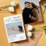 Convite Cinzas se juntam ao casamento de fotos da tipograf<br><div class="desc">Convite de casamento informal e moderno com uma combinação de escrita e fontes serif, seus nomes e data de casamento em letras grandes, e fotos de vocês dois. Convite para casamento de fotos em branco com fontes de cinza personalizadas com duas fotos, em um dos lados do convite. Convite de...</div>
