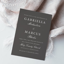 Convite Cinzas Simples e Elegantes e Casamento Branco