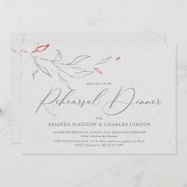 Convite Cinzas simples e flores vermelhas Janto de ensaio