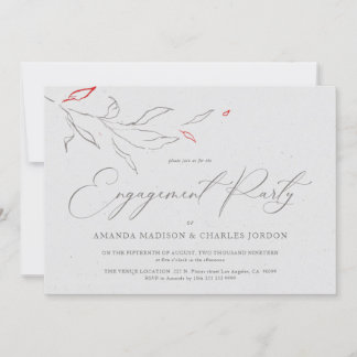 Convite Cinzas simples elegantes e Festas de noivado de fl