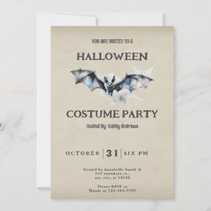 Convite Cinzas voadoras e Blue Bat Smoking Vintage Hallowe