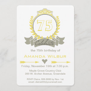 Convite cinzento amarelo moderno do aniversário d