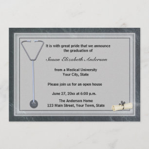 Convite cinzento da graduação do estetoscópio
