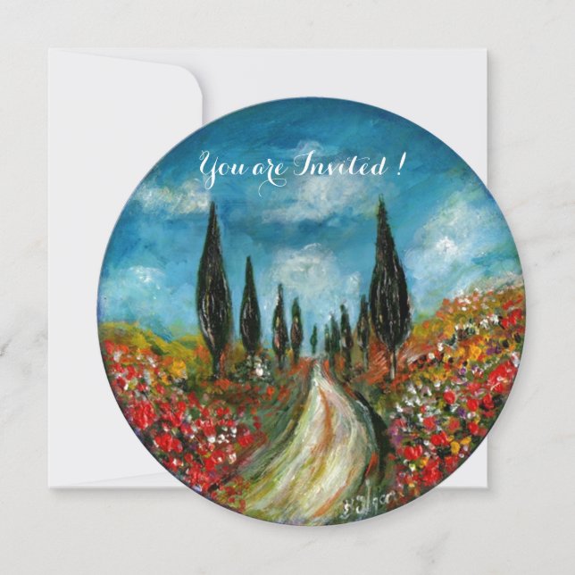 Convite CIPrestes E PAPOULAS NA TOSCANA, vermelho azul (Frente)