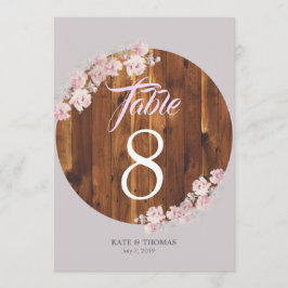 Convite Circ Rustic Floral Light Strings Wood Table Number