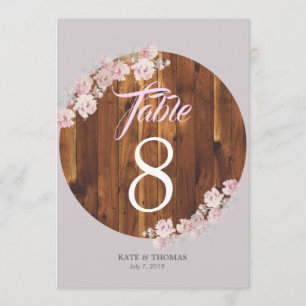 Convite Circ Rustic Floral Light Strings Wood Table Number