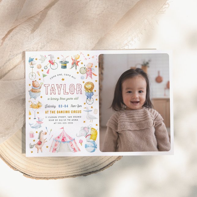 Convite Circo Animal | Aniversário do Carnaval de Aquarela (Criador carregado)