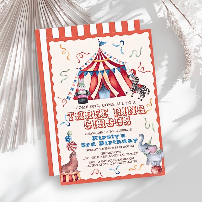 Convite Circo de Três Arenas Carnaval Animais 3º Aniversár (Criador carregado)