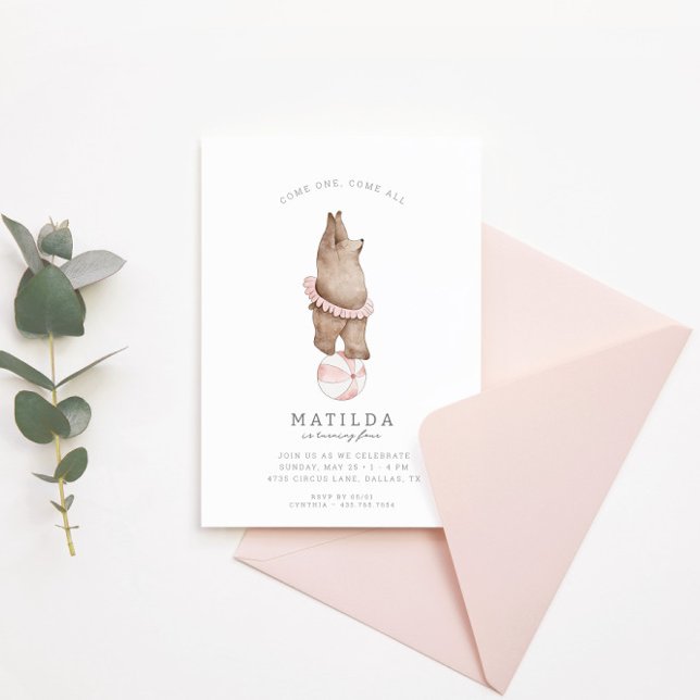 Convite Circo do Urso Moderno das Crianças | FESTA DE ANIV (Criador carregado)