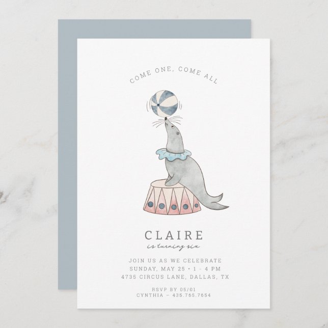 Convite Circo Moderno das Crianças | FESTA DE ANIVERSARIO  (Frente/Verso)