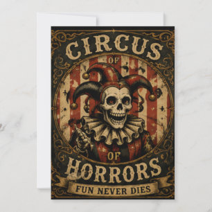 Convite Circo Vintage de Horrores Design de Halloween