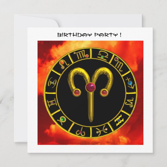 Convite Círculo ARIES RUBY, branco vermelho-claro (Frente)