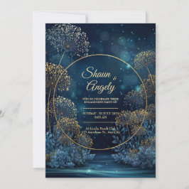 Convite Círculo de Casamento da Floresta Dourada Celestial