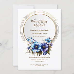 Convite Círculo Dourado Elegante Moldura Azul Roxo