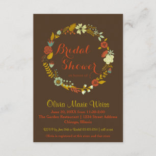 Convite Círculo Floral Marrom Invite Chá de panela 3x5