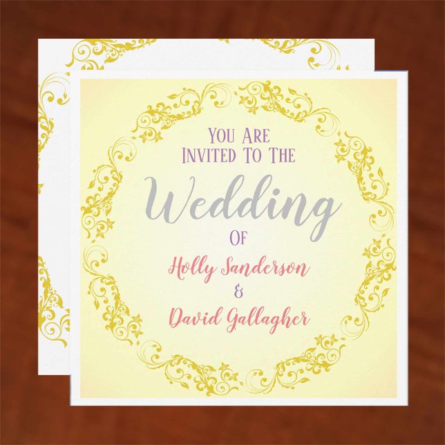 Convite Círculo Floreado com Fundo Graduado (Criador carregado)