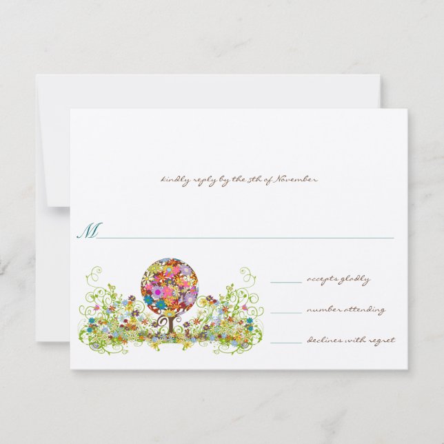 Convite Círculo Mágico Florestal de Casamento RSVP (Frente)