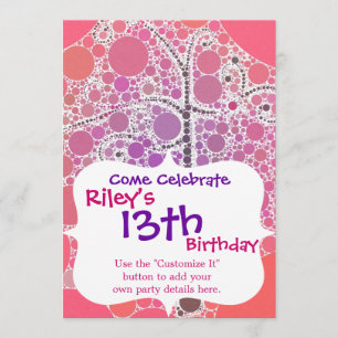 Convite Círculos de árvore de rolagem colorida com funk 