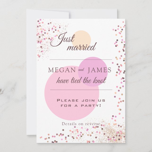 Convite Círculos de Confetes Cor-de-Rosa (Frente)