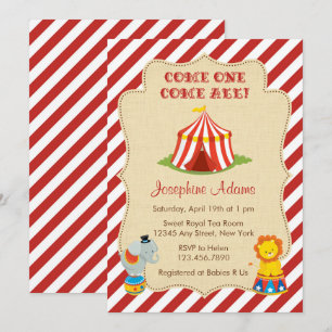 Convite Circus Animal Chá de fraldas