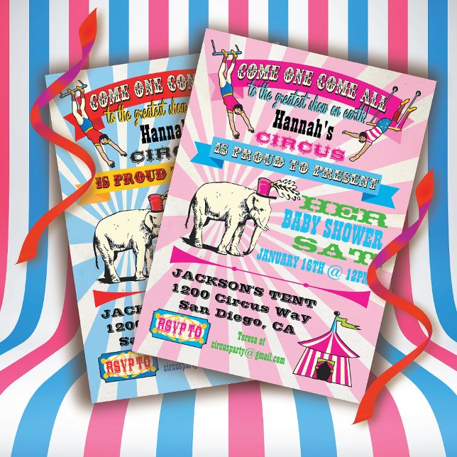 Convite Circus Baby Shower Invants (Criador carregado)