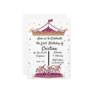 Convite Circus de animais fofos pônei