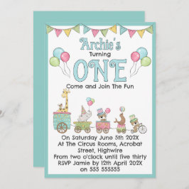 Convite Circus Themed 1st Birthday Invitation