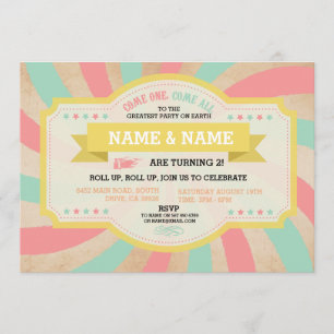 Convite Circus Twins Aniversário da Casa da Moeda e do Ca