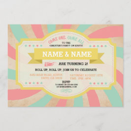 Convite Circus Twins Aniversário da Casa da Moeda e do Car