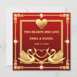 Convite Cisne Casamento Decoração Casal Ouro Vermelho 💍