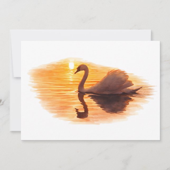 Convite Cisne Deslizando ao Pôr do Sol (Frente)