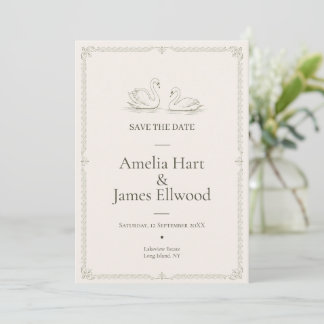 Convite Cisne Elegante Salve a Data | Casamento de Dinheir