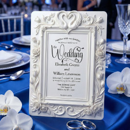 Convite Cisnes e Rosas Em Relevo Falsificado Casamento de 