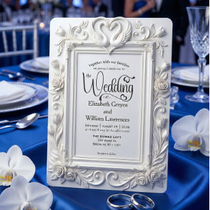 Convite Cisnes e Rosas Em Relevo Falsificado Casamento de 