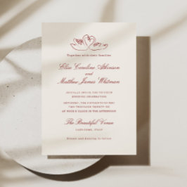 Convite Cisnes Ilustrados Vermelhos Casamento Caprichoso