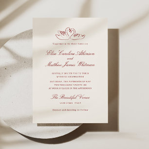 Convite Cisnes Ilustrados Vermelhos Casamento Caprichoso